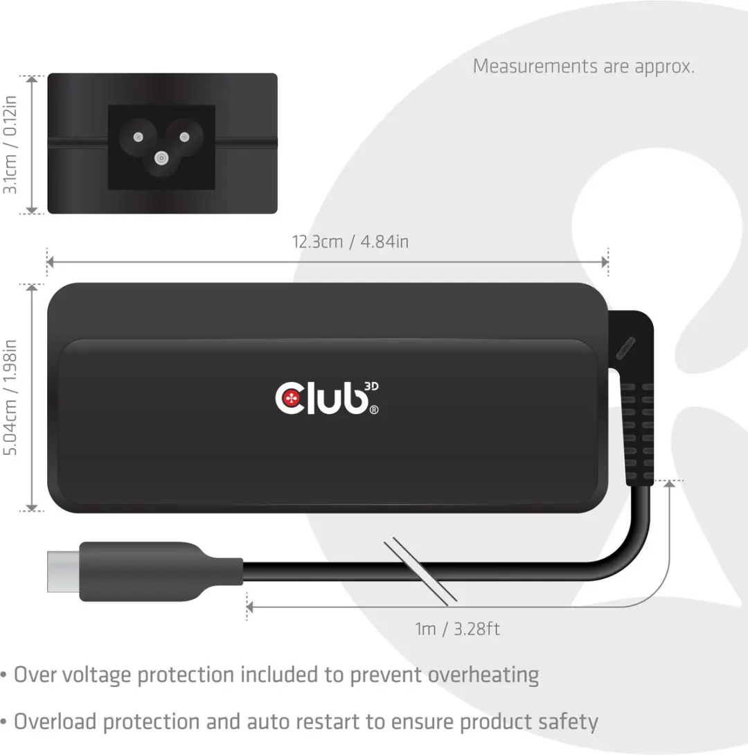 Club3D CAC-1932 USB-C Oplader 140W - 1m - Zwart