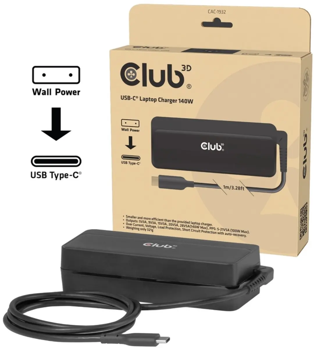 Club3D CAC-1932 USB-C Oplader 140W