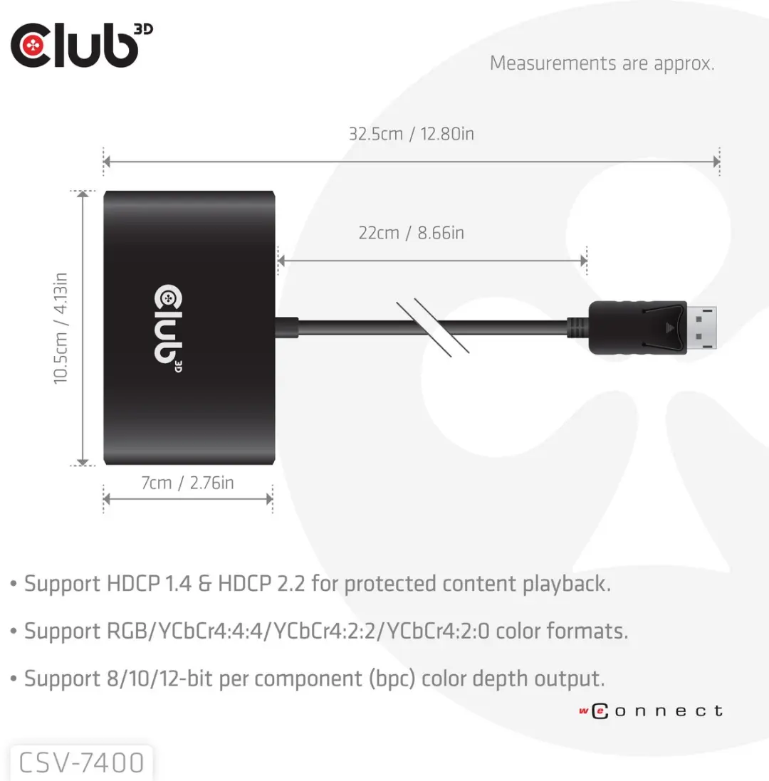 CLUB3D CSV-7400 Quad DisplayPort Hub - 4x DisplayPort