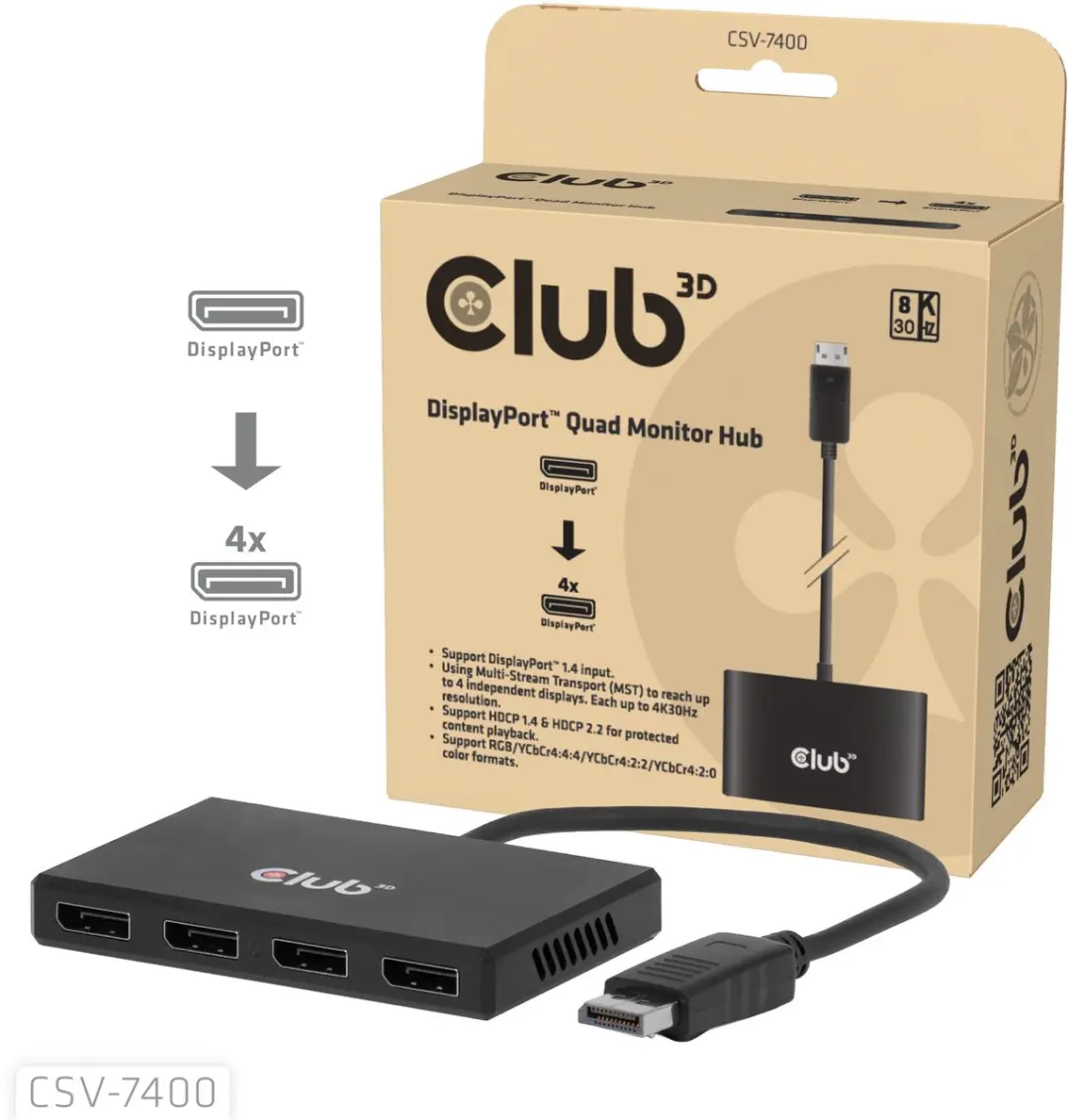 CLUB3D CSV-7400 Quad DisplayPort Hub