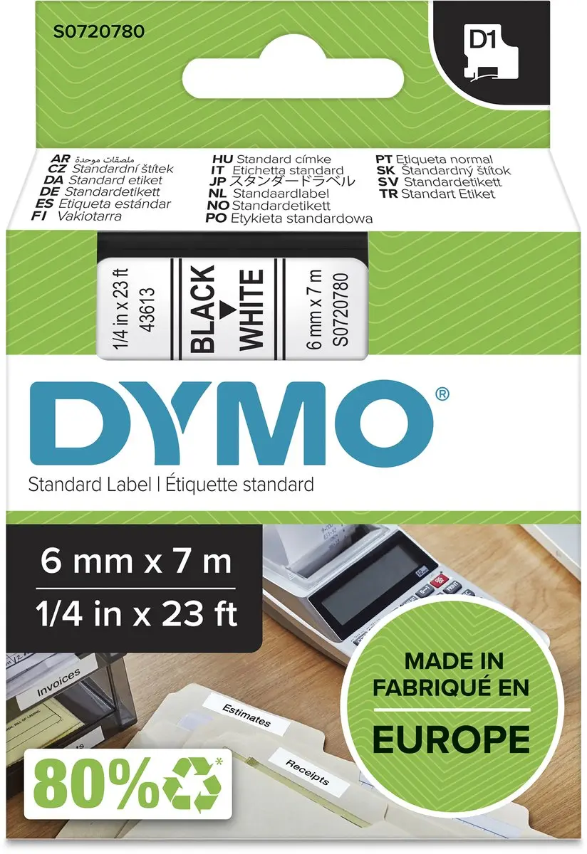DYMO D1 43613 Zelfklevende Etiketten 6mm x 7m