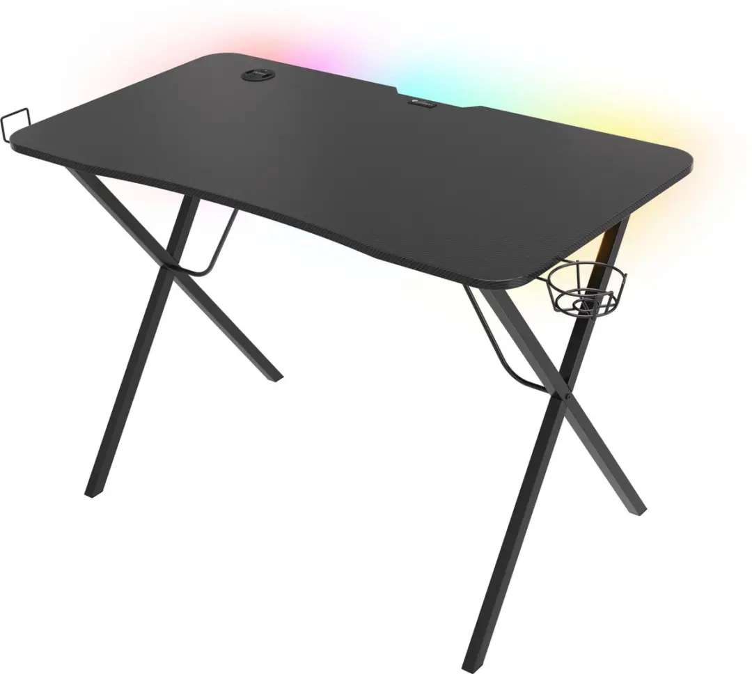 Genesis Holm 200 Carbon Gaming Bureau 60x113cm - RGB LED & USB Hub