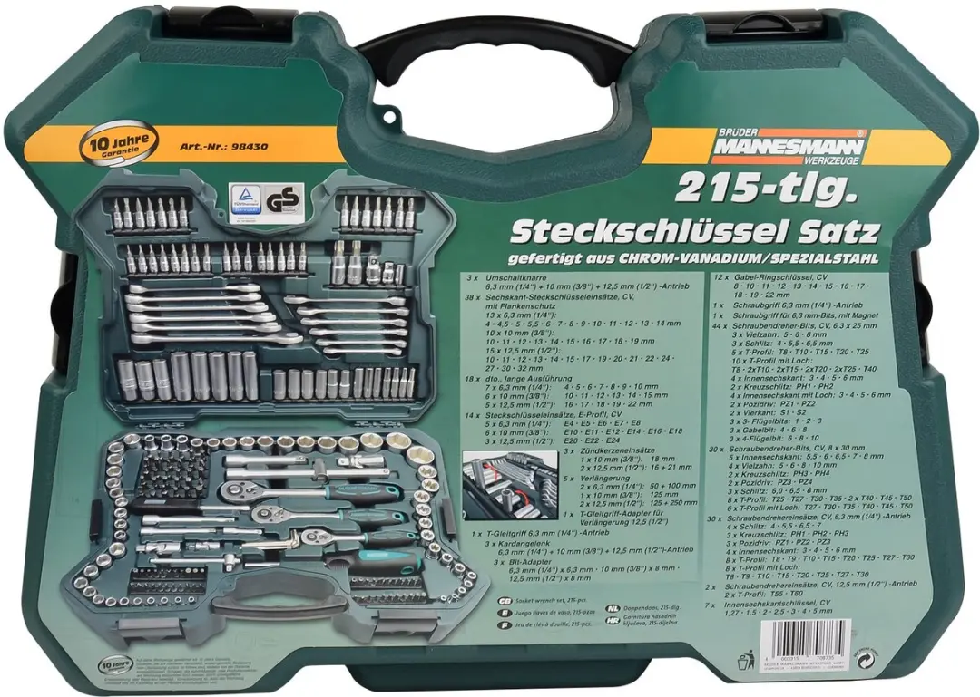 Brüder Mannesmann M98430 Dopsleutelset - 215-delig