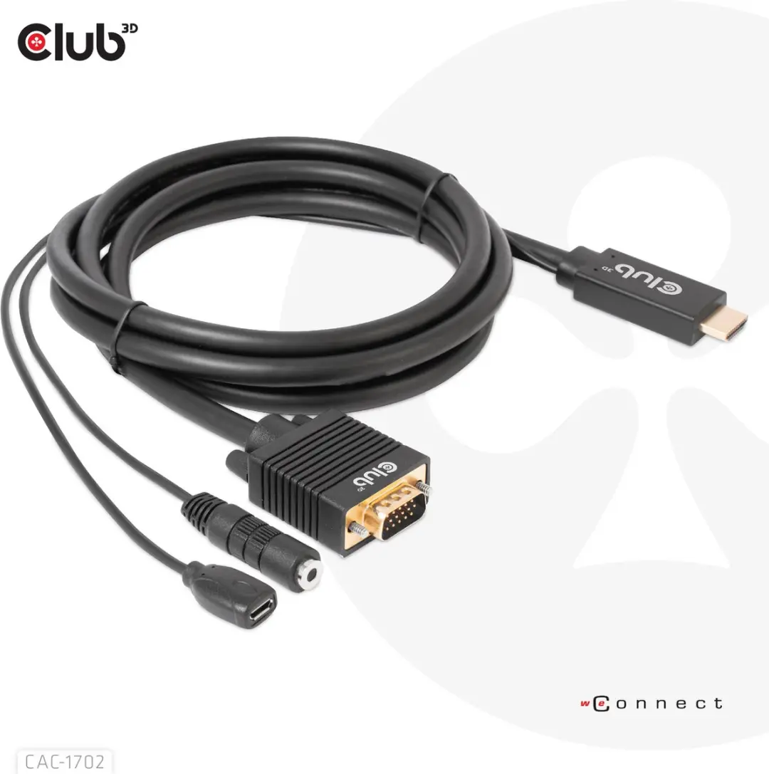 Club3D CAC-1712 HDMI/VGA/Jack/USB Adapterkabel - Zwart