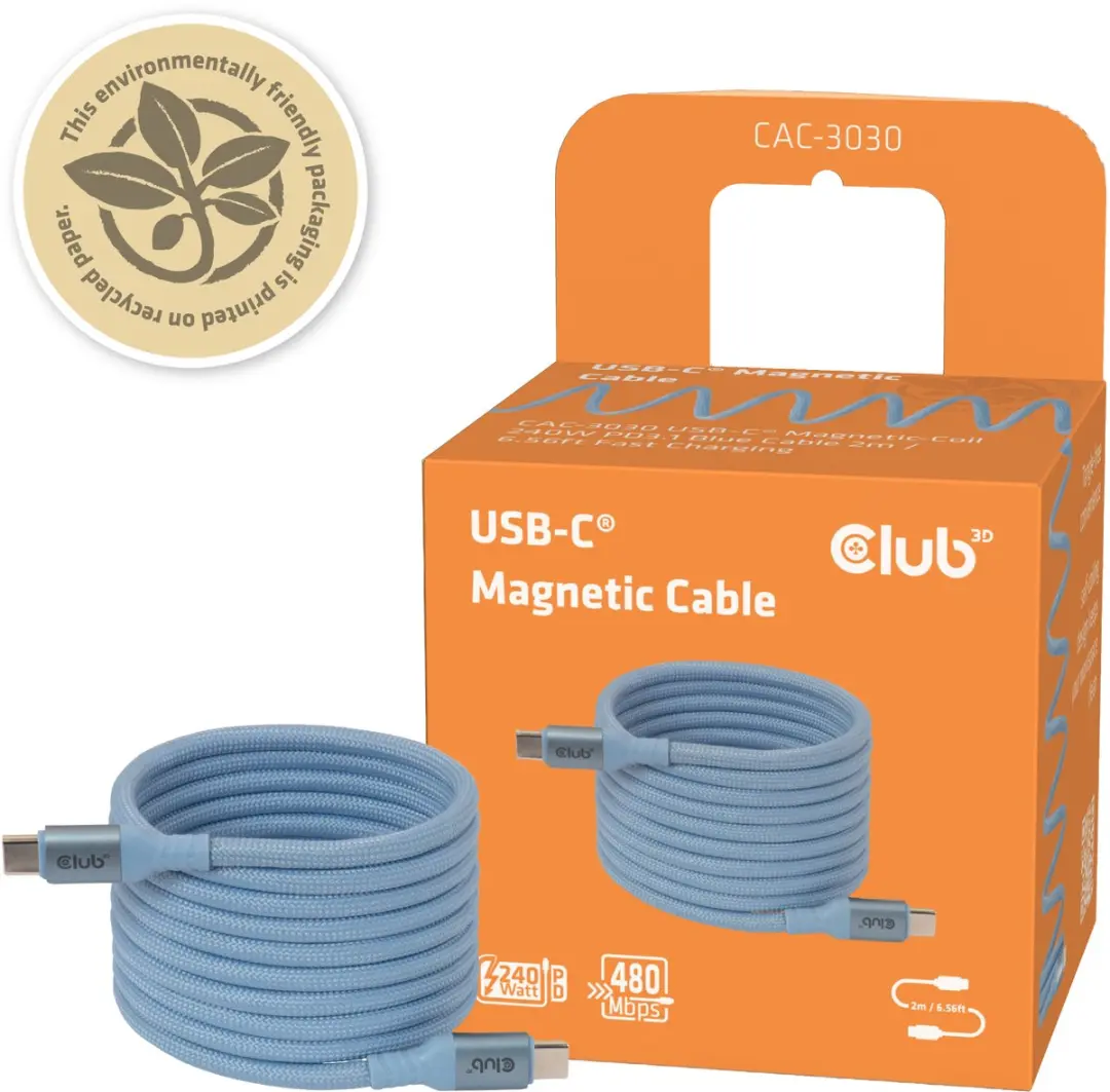 Club 3D USB-C Magnetic-Coil 240W CAC-3030 - Blauw