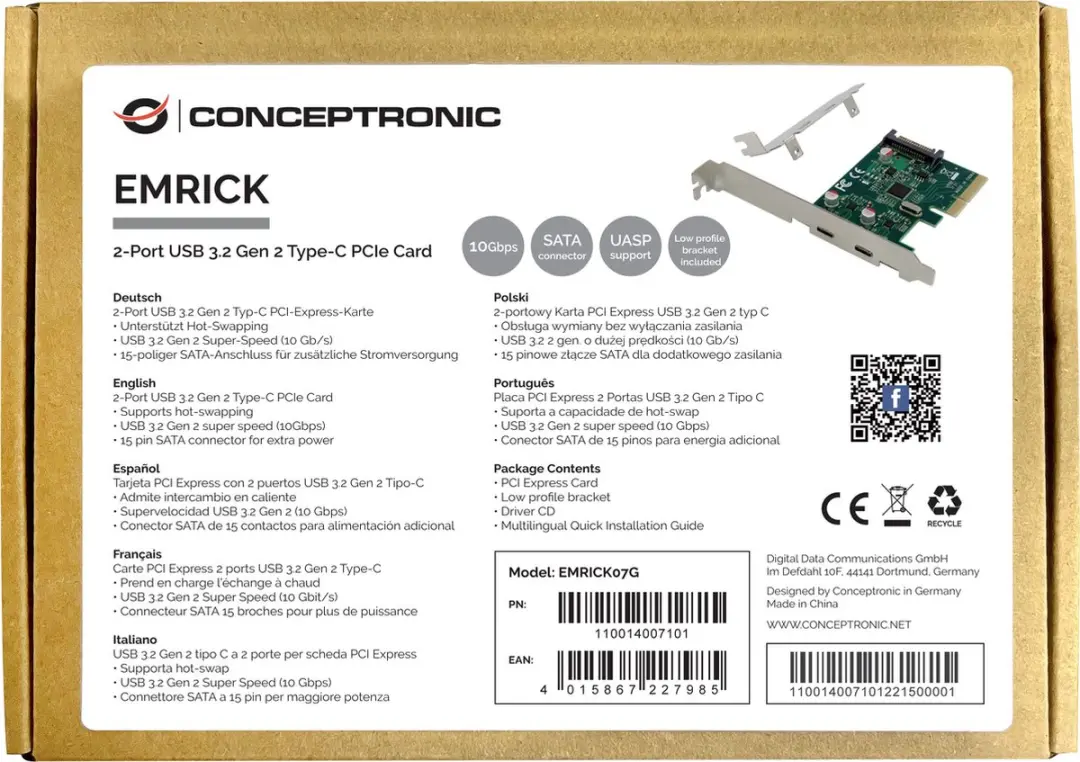 Conceptronic EMRICK07G USB 3.2 Gen 2 Interfacekaart