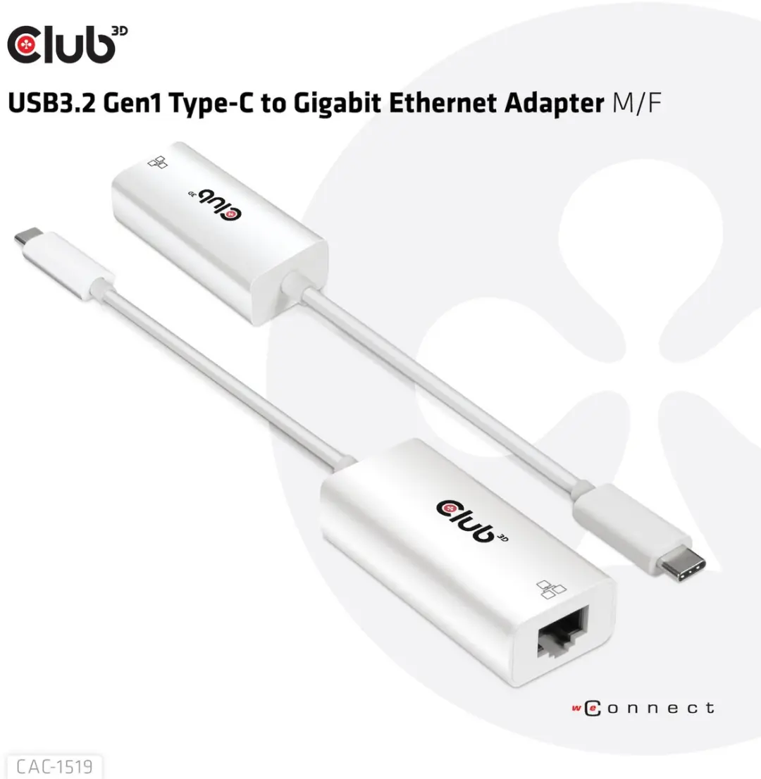 Club3D CAC-1519 USB-C naar 1Gb Ethernet Adapter
