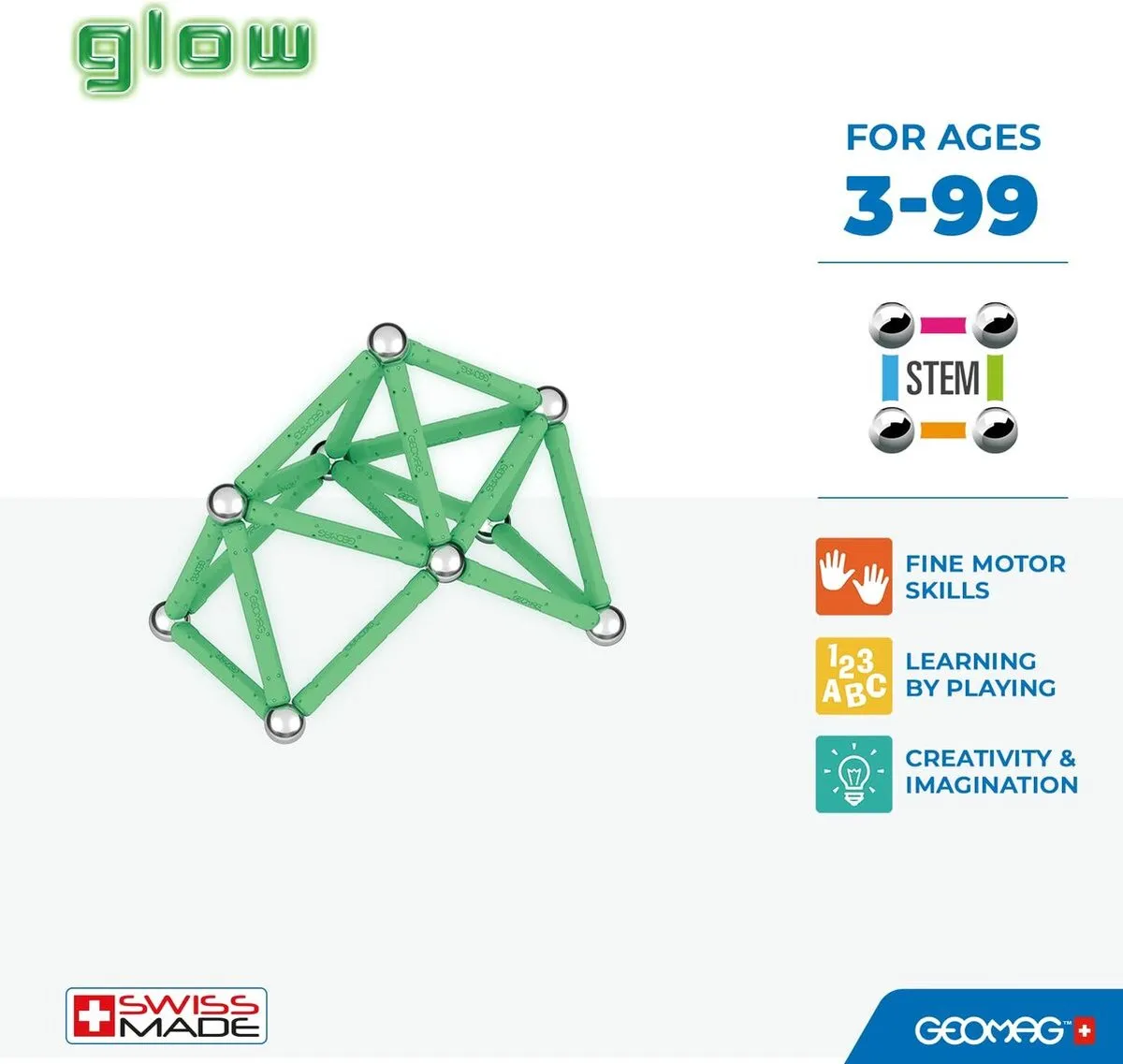 Geomag Glow Constructieset 42-delig - Multikleur - afbeelding 6 van 6
