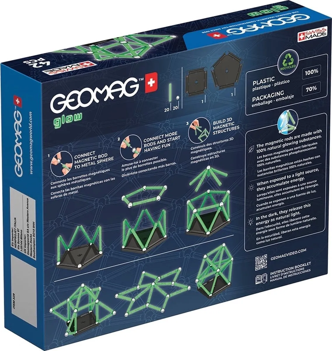Geomag Glow Constructieset 42-delig - Multikleur