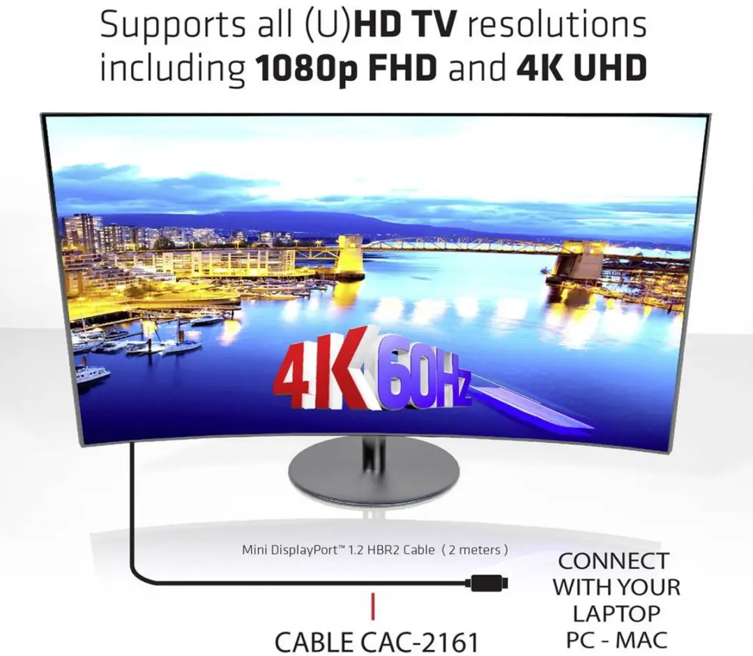 Club3D CAC-2161 Mini-DisplayPort Kabel 2m - Zwart
