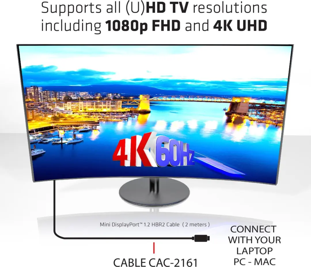 Club3D CAC-2161 Mini-DisplayPort Kabel 2m - Zwart