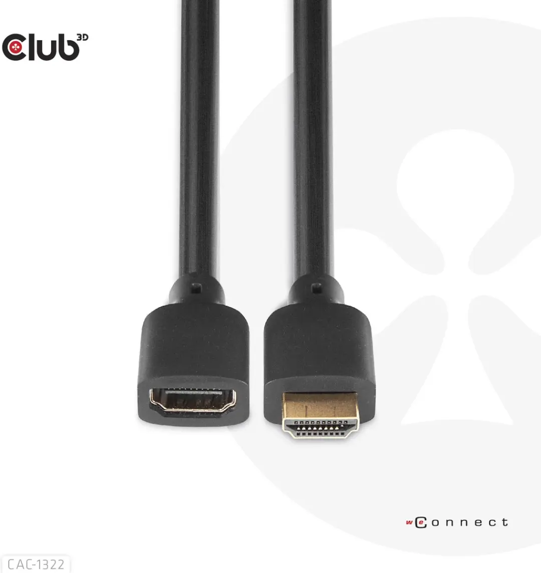 Club3D Ultra High Speed HDMI Kabel 4K120Hz 8K60Hz 48Gbps M/F 1m - Zwart