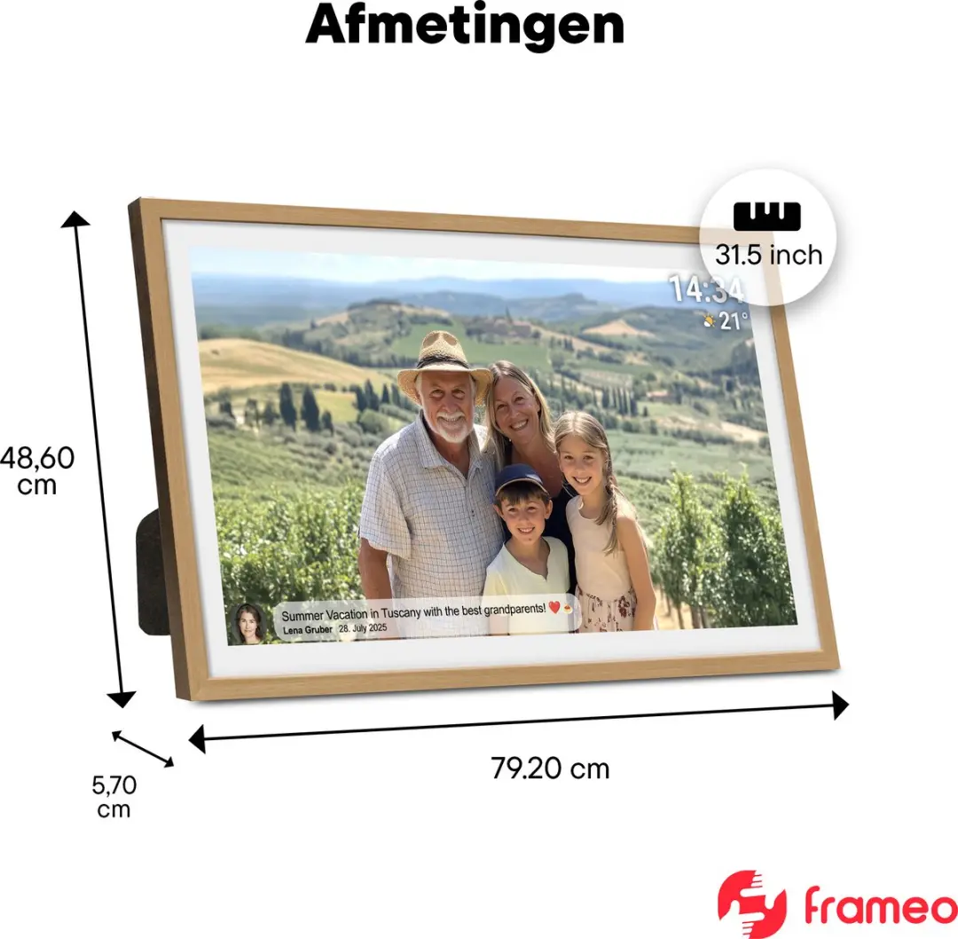 Denver Digitale Fotolijst PFF3263 32 inch - Full HD - IPS Touchscreen - Hout