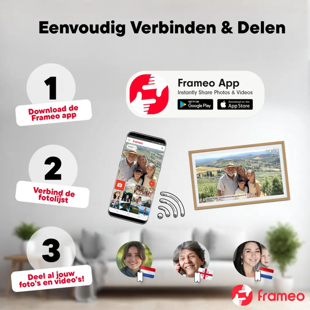 Denver Digitale Fotolijst PFF3263 32 inch - Full HD - IPS Touchscreen - Hout