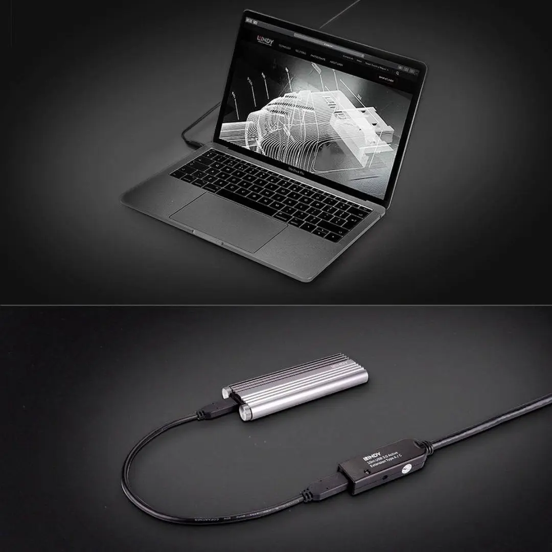Lindy USB 3.2 Gen1 USB-A naar USB-C Kabel 10m - Zwart - afbeelding 6 van 6