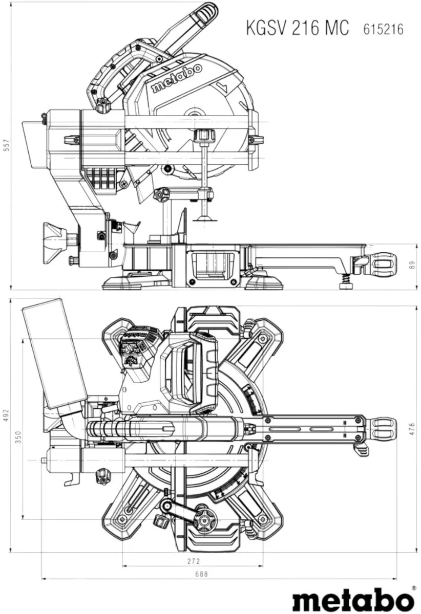 Metabo KGSV 216 MC afkortzaag 1500 watt 216 mm ( 615216000 )