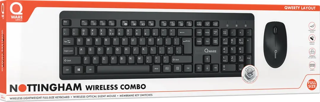 Qware Office Nottingham Draadloos Combo - QW PCB-230BL - Zwart