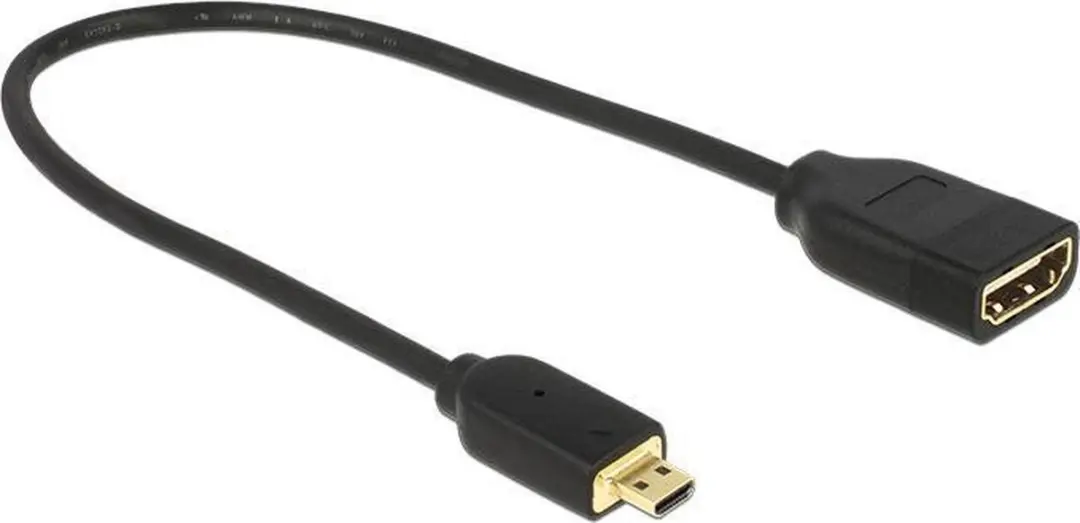 Delock Micro HDMI naar HDMI Adapter 2.0 - 4K 60Hz - 0,20m - Zwart