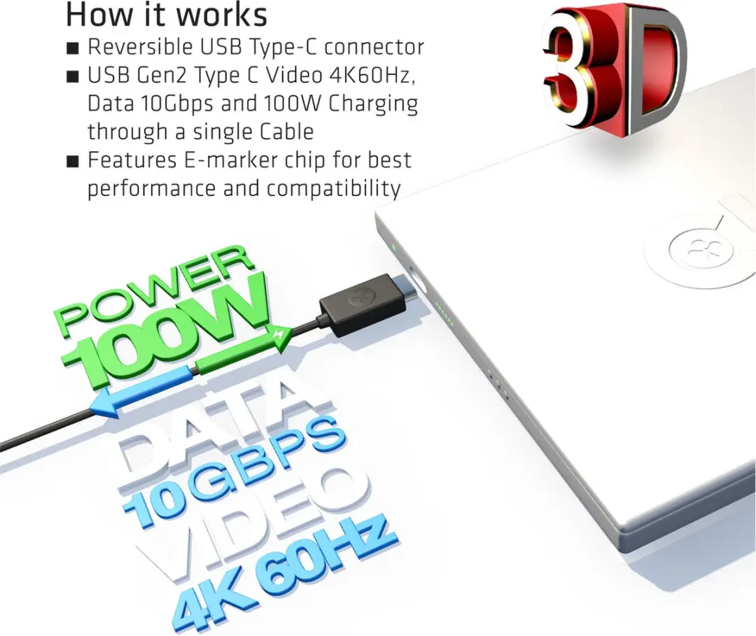 Club3D CAC-1522 USB-C Kabel 0,8m - Zwart