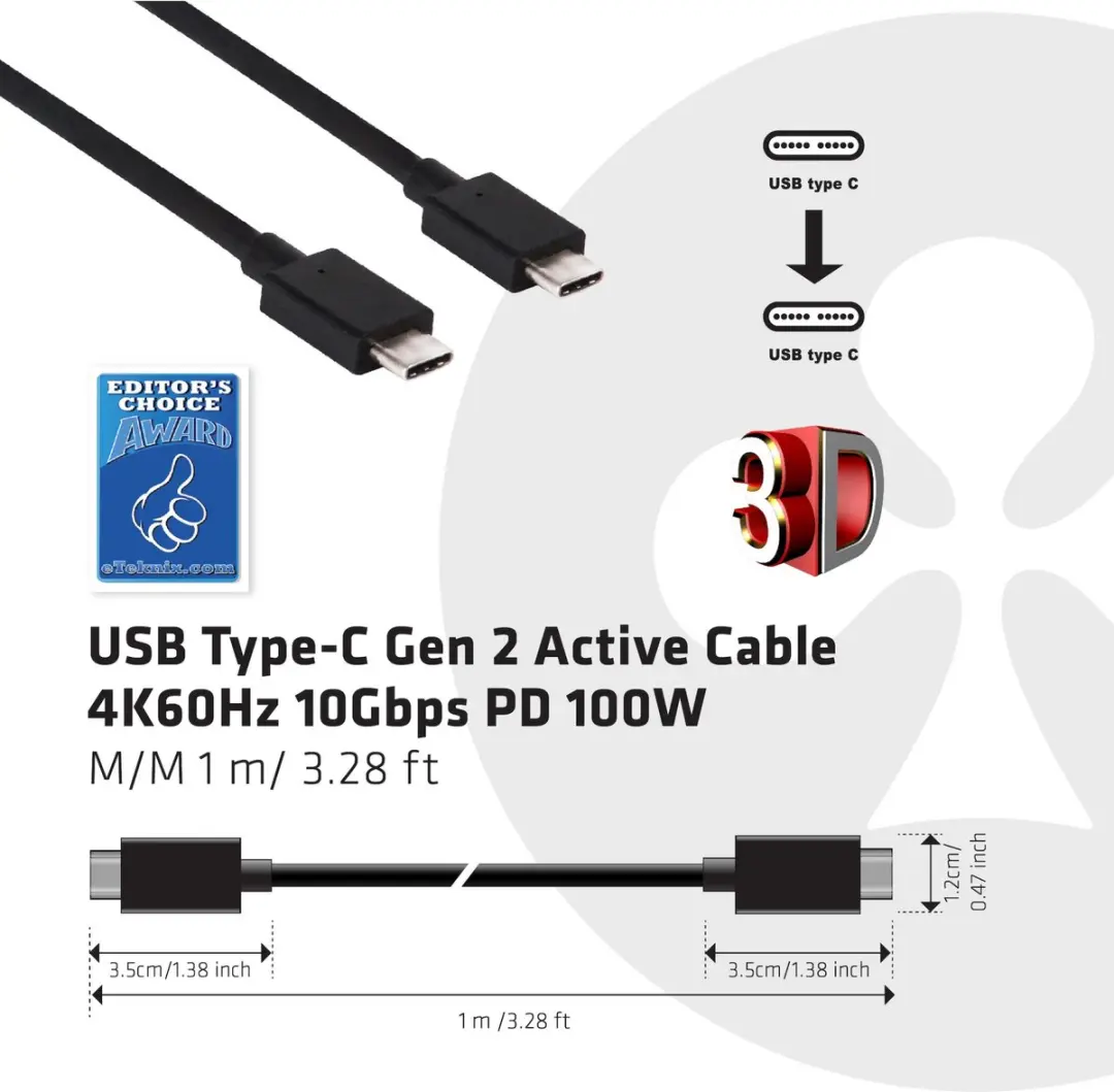 Club3D CAC-1522 USB-C Kabel 0,8m