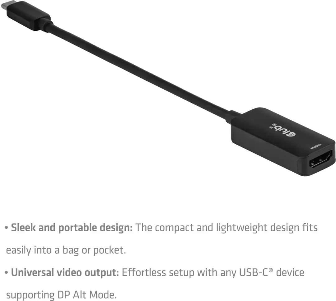 Club 3D CAC-2505 USB-C naar HDMI 2.1-adapter 8K60Hz - Zwart