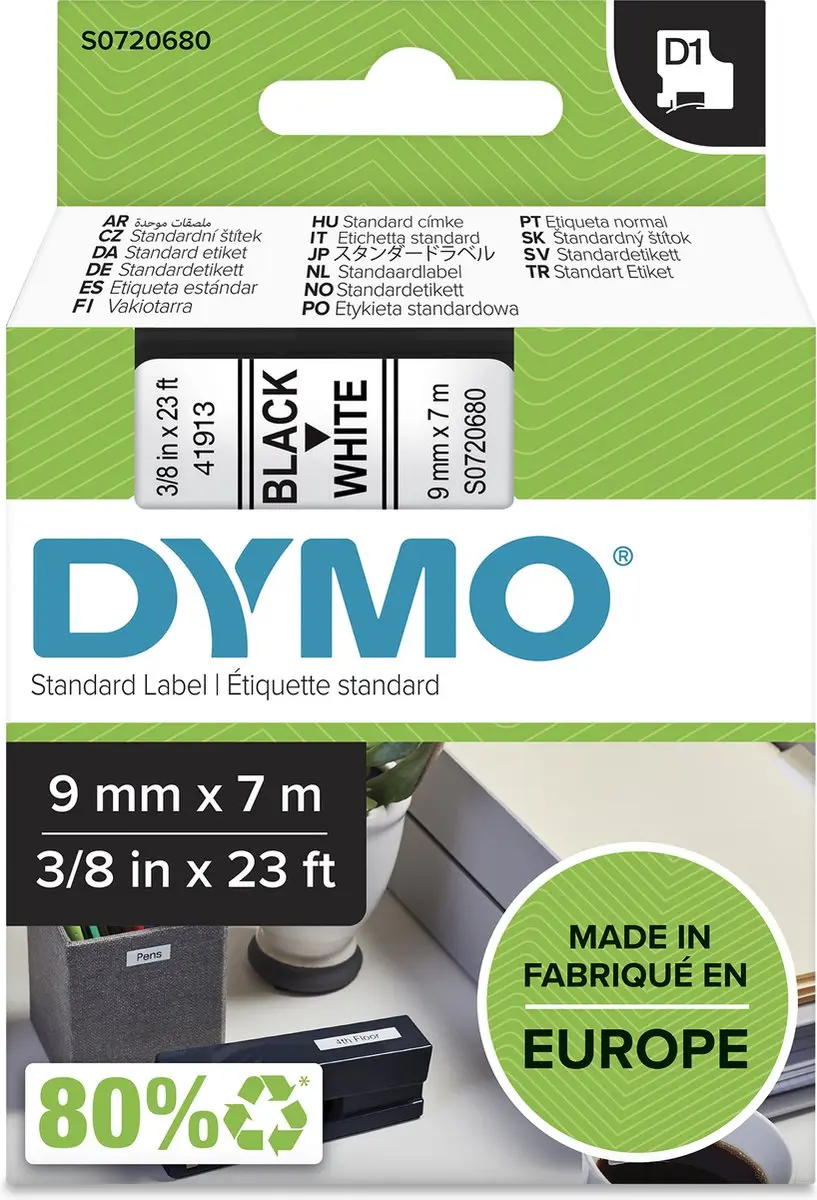 DYMO D1 S0720680 Zelfklevende Etiketten 9mm x 7m