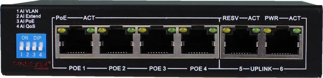 Foscam PS106G Netwerkswitch - 4 PoE-poorten 30W
