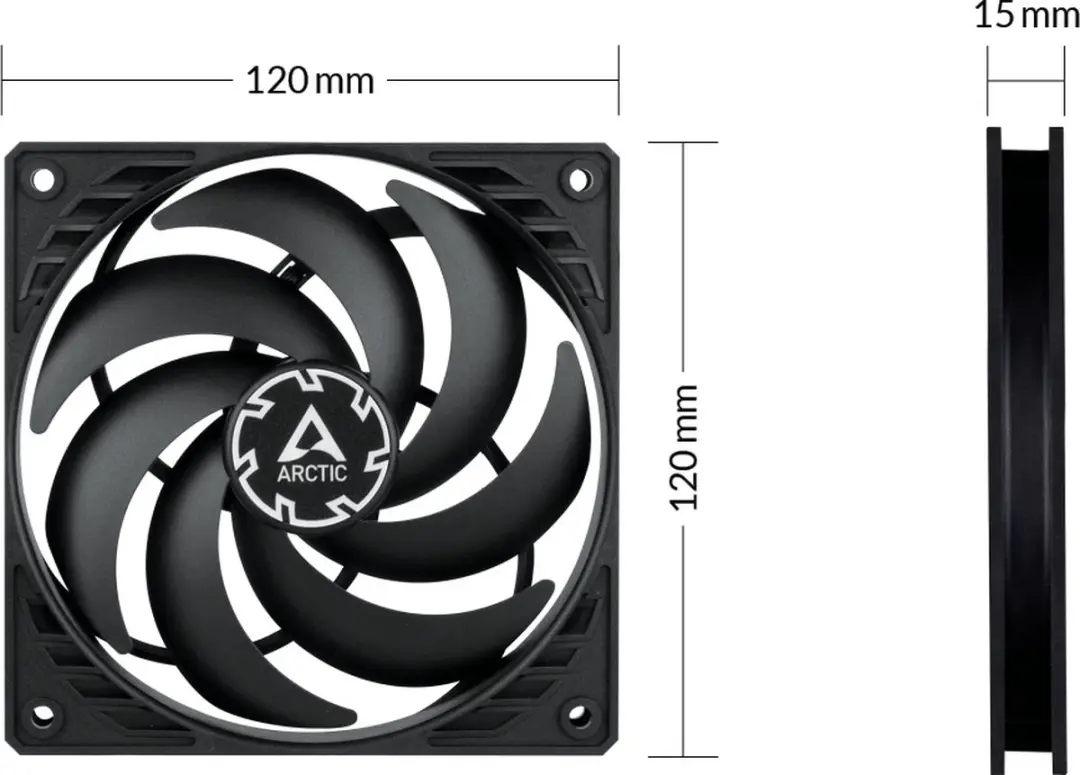 ARCTIC P12 Slim PWM PST Ventilator 120mm - 3 Stuks - Zwart