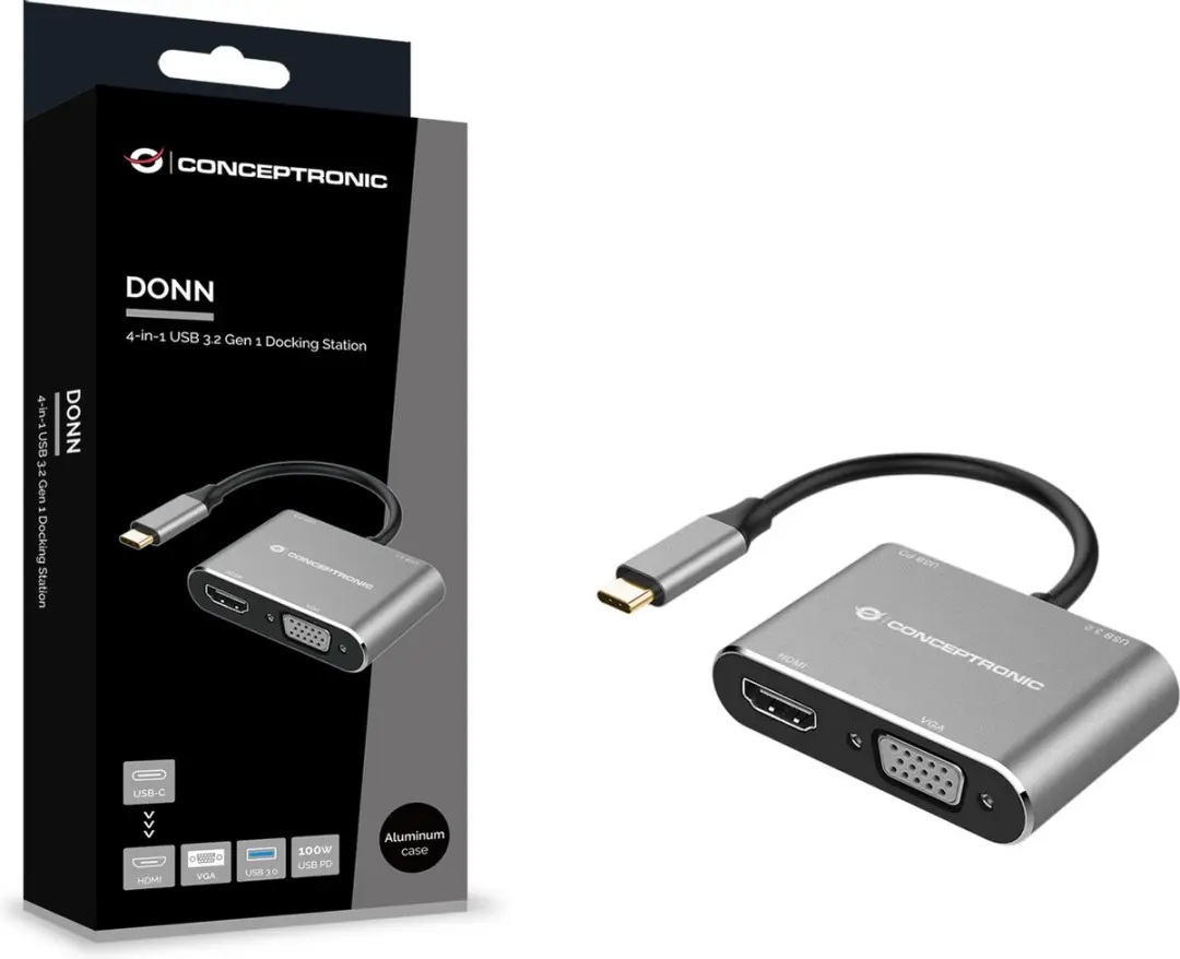 Conceptronic DONN16G USB 3.2 Dockingstation - Grijs