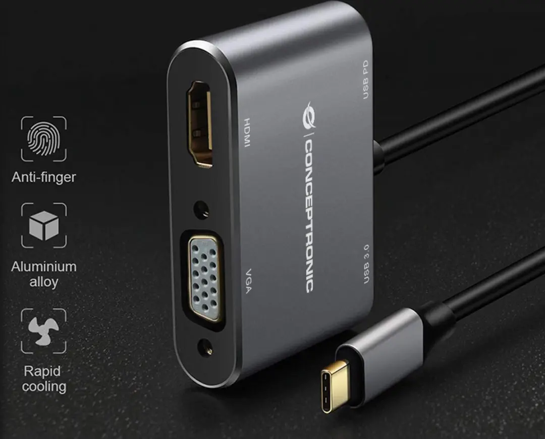 Conceptronic DONN16G USB 3.2 Dockingstation - Grijs
