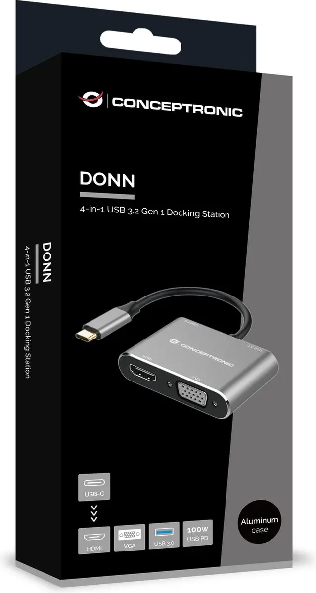 Conceptronic DONN16G USB 3.2 Dockingstation - Grijs - afbeelding 6 van 6