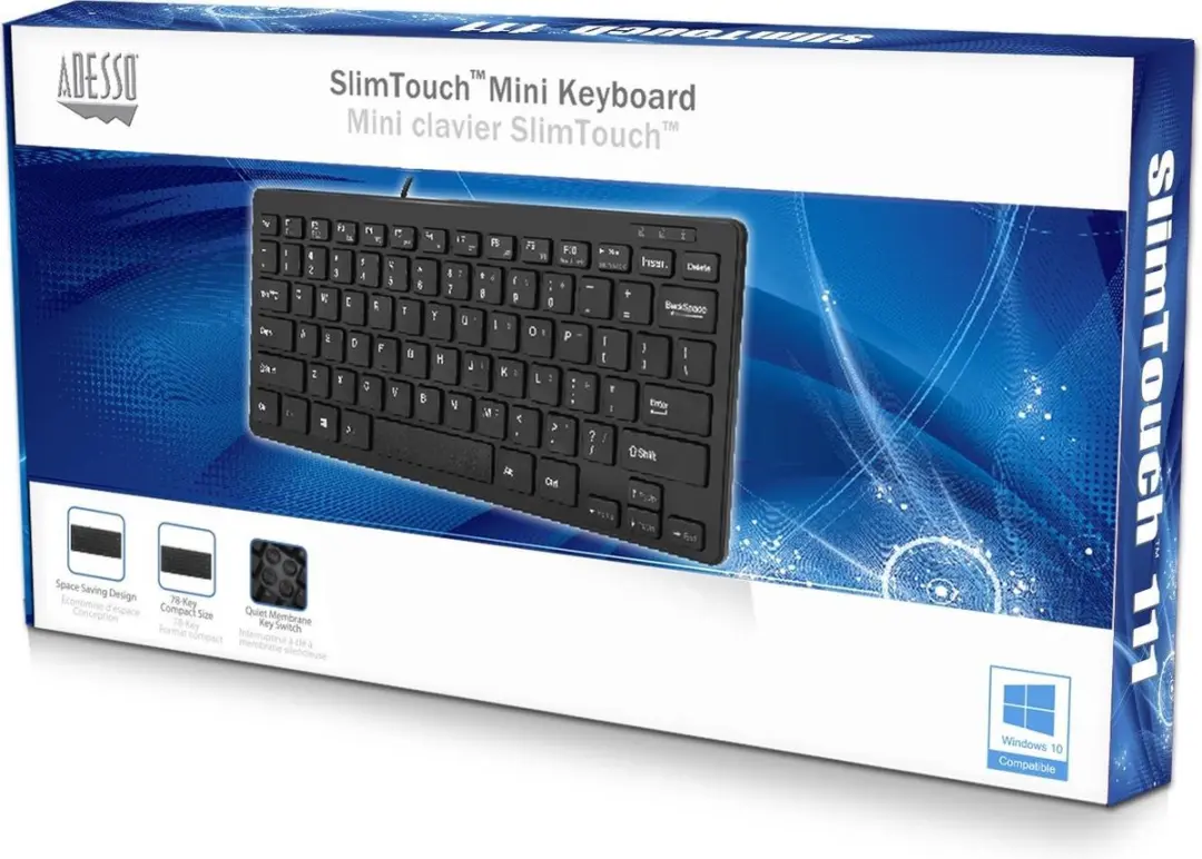 Adesso AKB-111UB Mini Toetsenbord - USB - Zwart - afbeelding 6 van 6