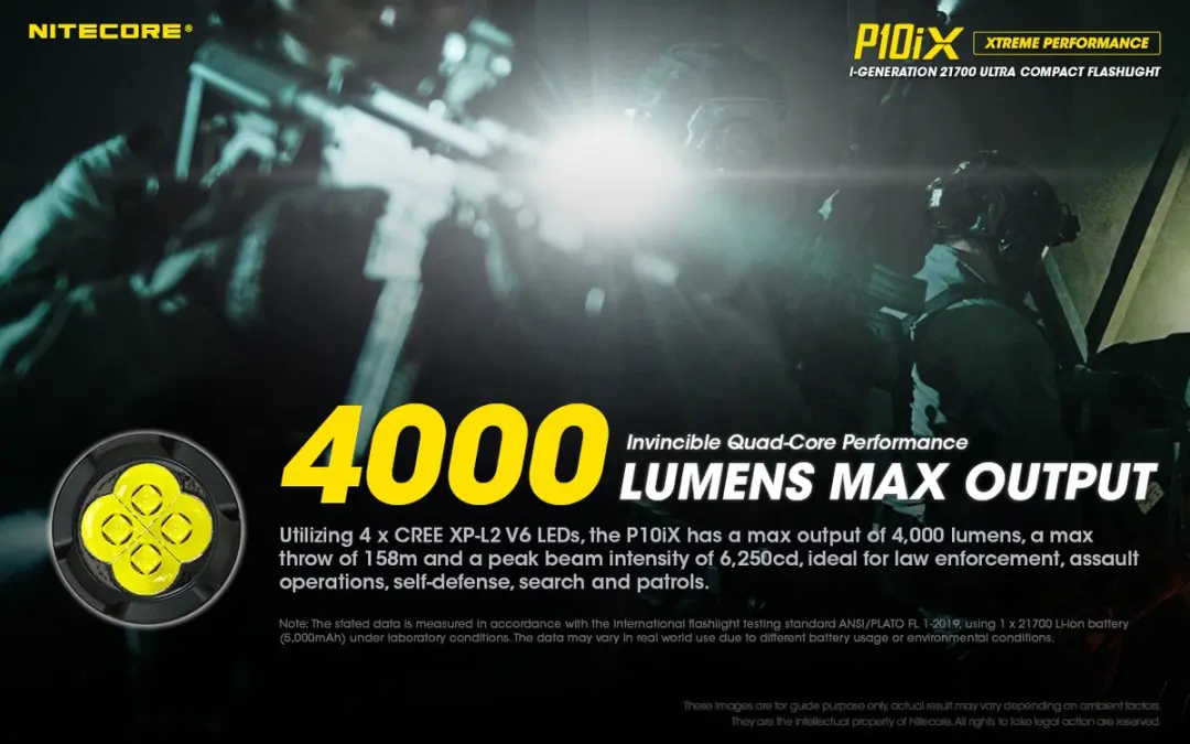 Nitecore P10iX Tactische Zaklamp 4000 Lumen - 158m - Zwart - afbeelding 5 van 6