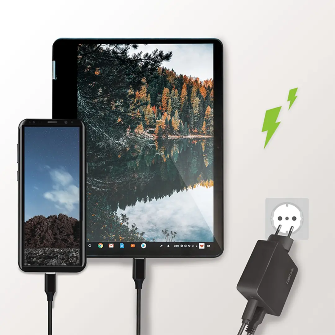 Logilink PA0220 USB Oplader 18W - USB-A & USB-C - Zwart