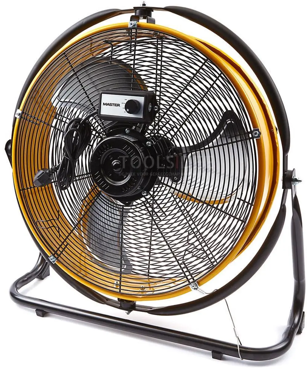 Master DF20P Vloerventilator 107W - 50cm - 3 Snelheden - Zwart/Geel