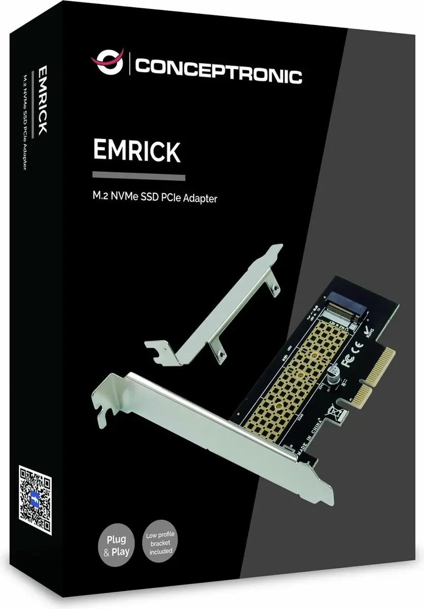 Conceptronic EMRICK05B M.2 NVMe SSD Adapter - PCIe 3.0 - Tweekleurig