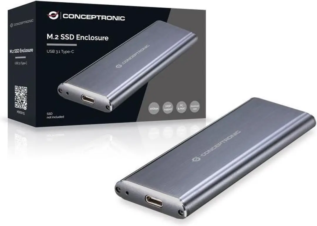 Conceptronic HDE01G M.2 SSD-behuizing - Grijs