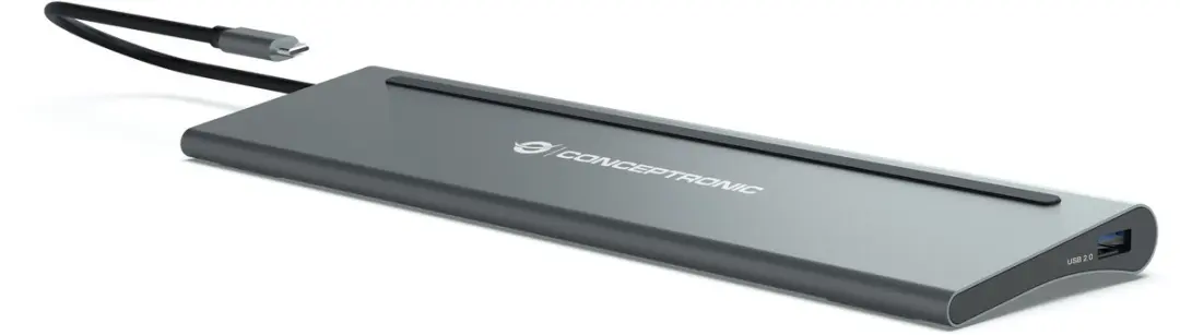 Conceptronic DONN17G Laptopdock - USB 3.2 Gen 1 - Type-C - Grijs