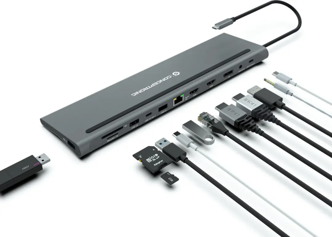 Conceptronic DONN17G Laptopdock - USB 3.2 Gen 1 - Type-C - Grijs