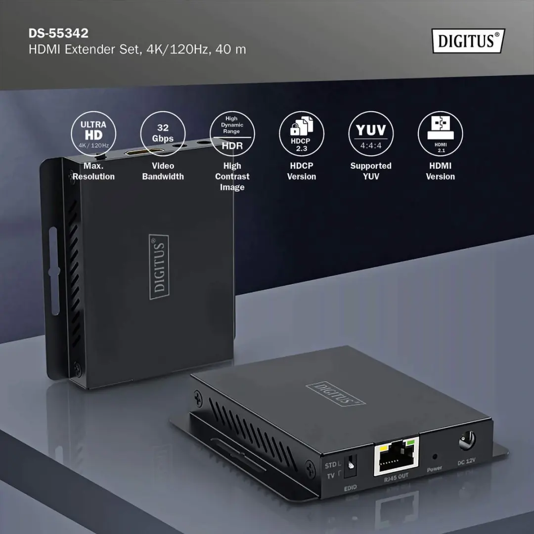 Digitus DS-55342 AV Extender - Zwart