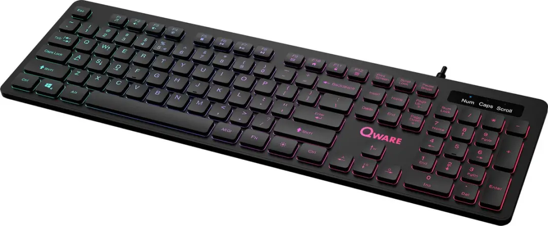 Qware Office QW PCK-040BL Toetsenbord - Bedraad - USB - Verlichting - Zwart