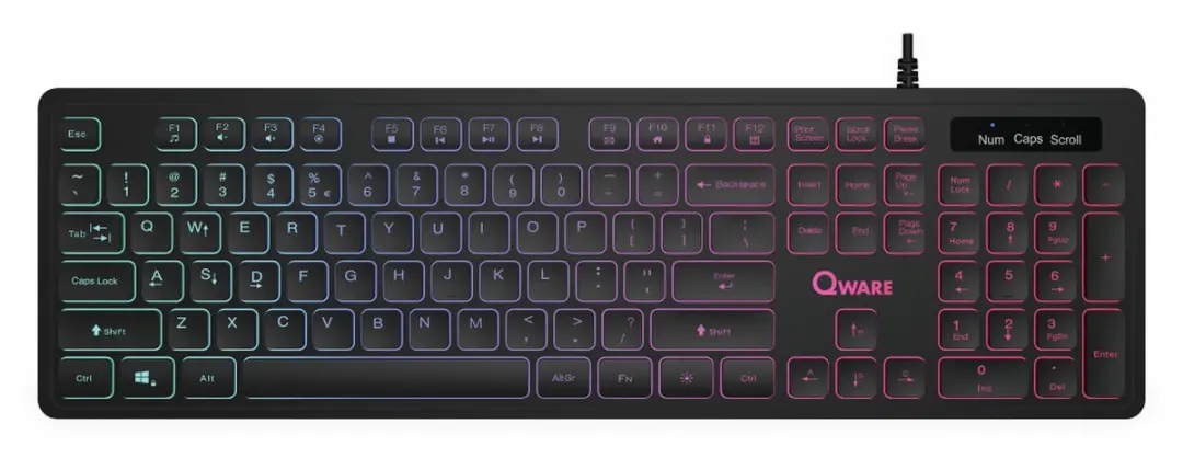 Qware Office QW PCK-040BL Toetsenbord - Bedraad - USB - Verlichting - Zwart - afbeelding 6 van 6