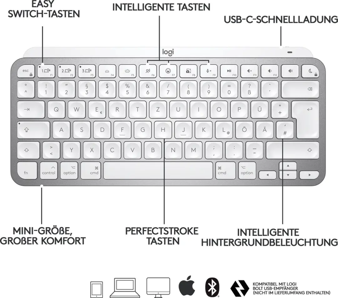 Logitech MX Keys Mini AZERTY FR - Zilver
