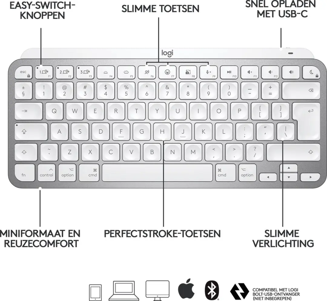 Logitech MX Keys Mini AZERTY FR - Zilver
