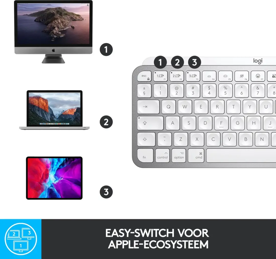 Logitech MX Keys Mini AZERTY FR - Zilver - afbeelding 6 van 6