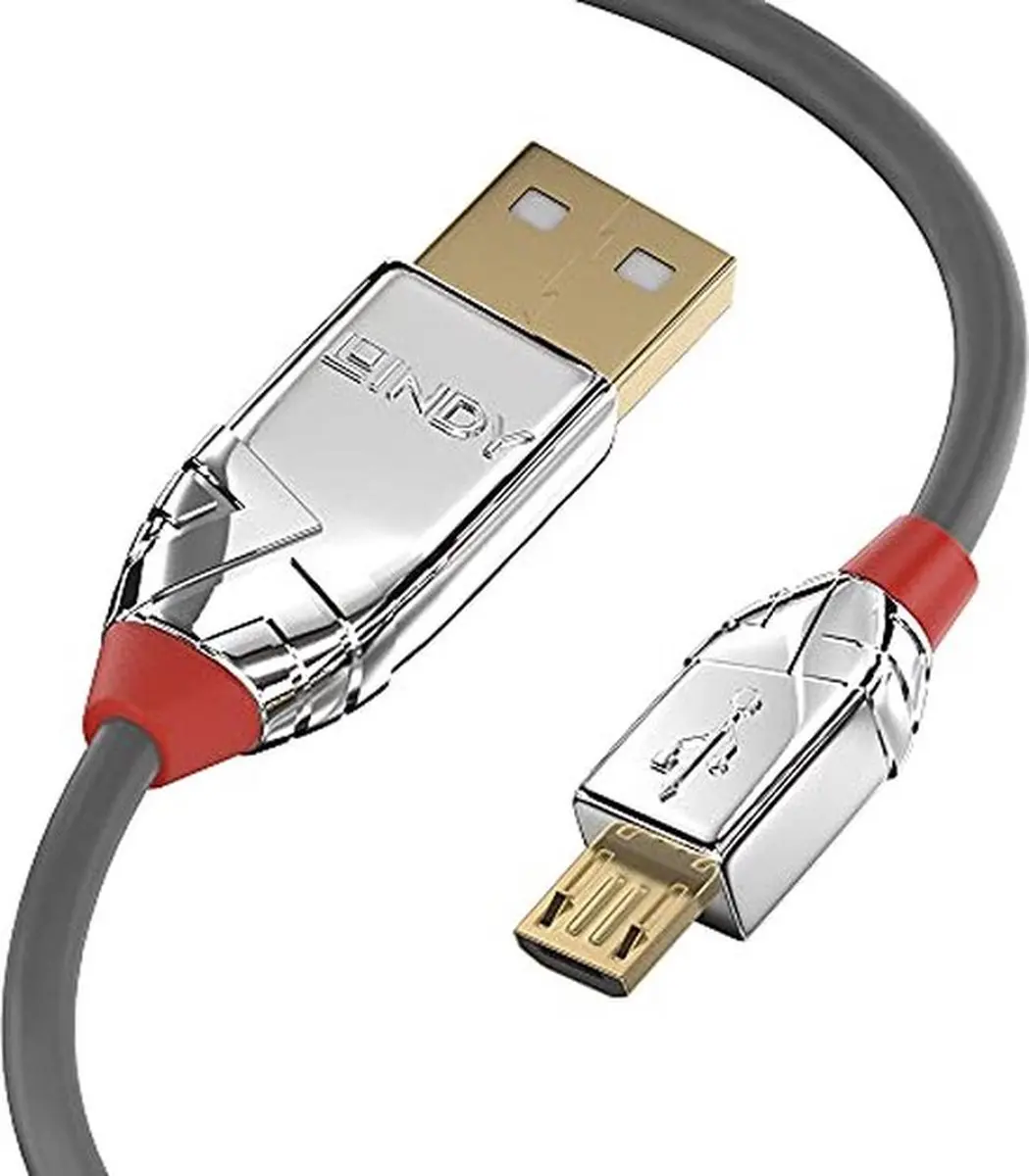 Lindy 36652 USB-kabel USB-A naar USB-micro-B 2m - Grijs