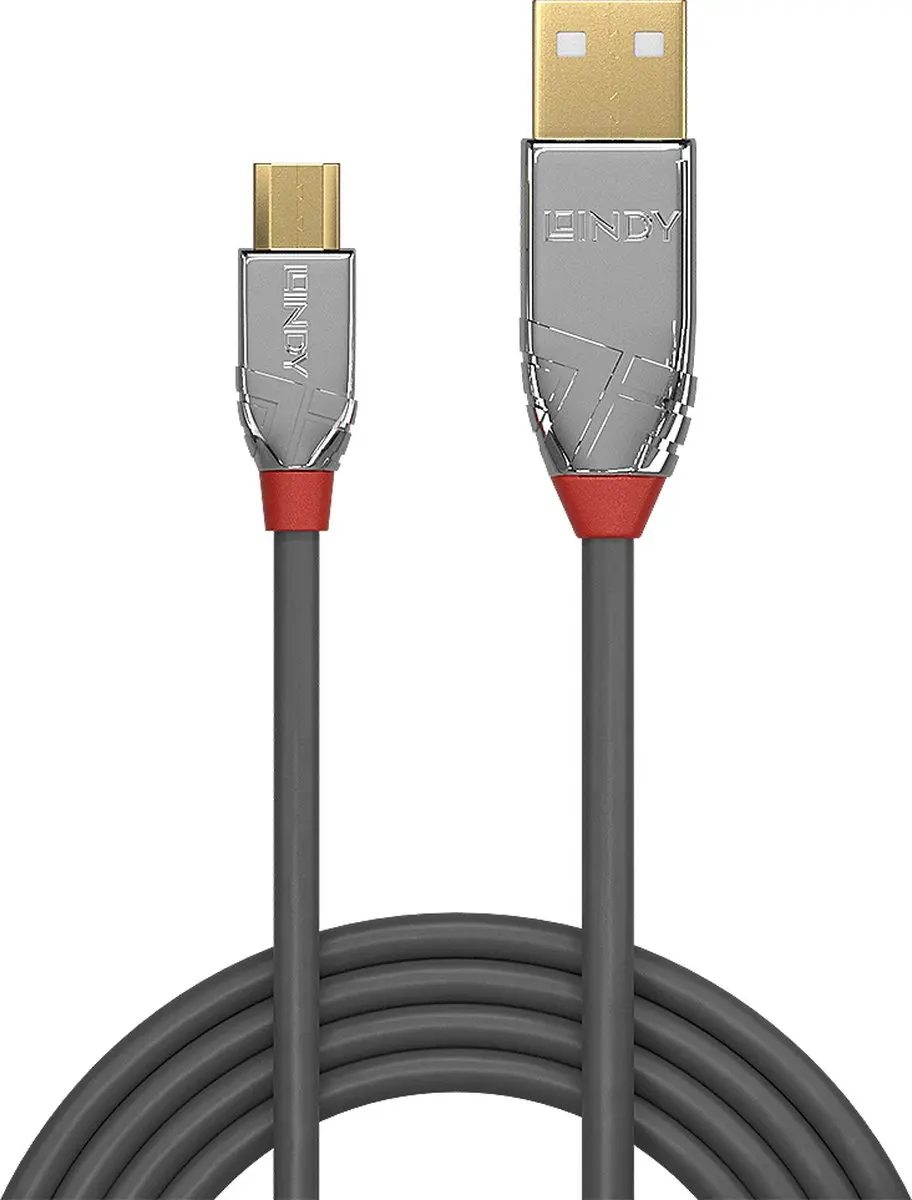 Lindy 36652 USB-kabel USB-A naar USB-micro-B 2m - Grijs