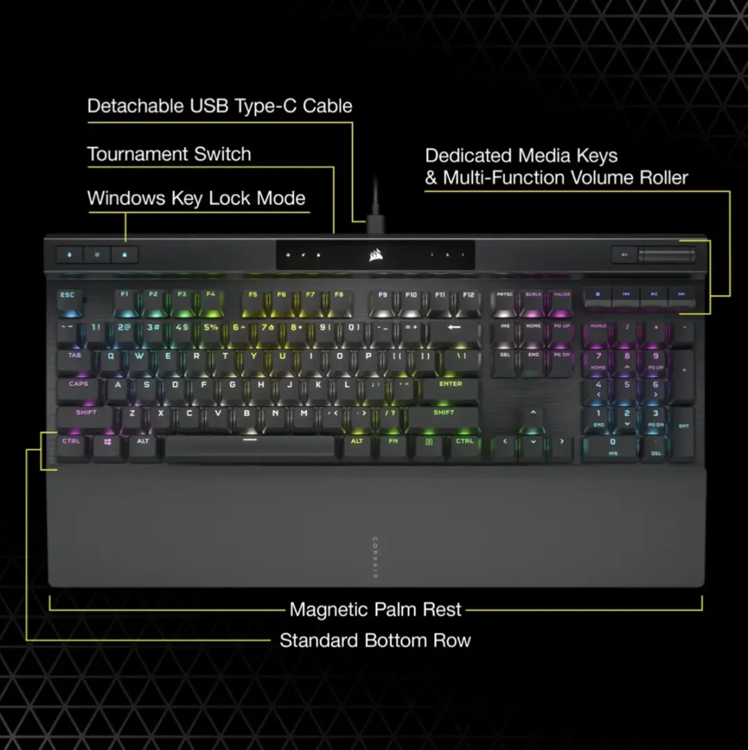 Corsair K70 RGB PRO CH-9109414-NA Toetsenbord - Zwart - afbeelding 6 van 6