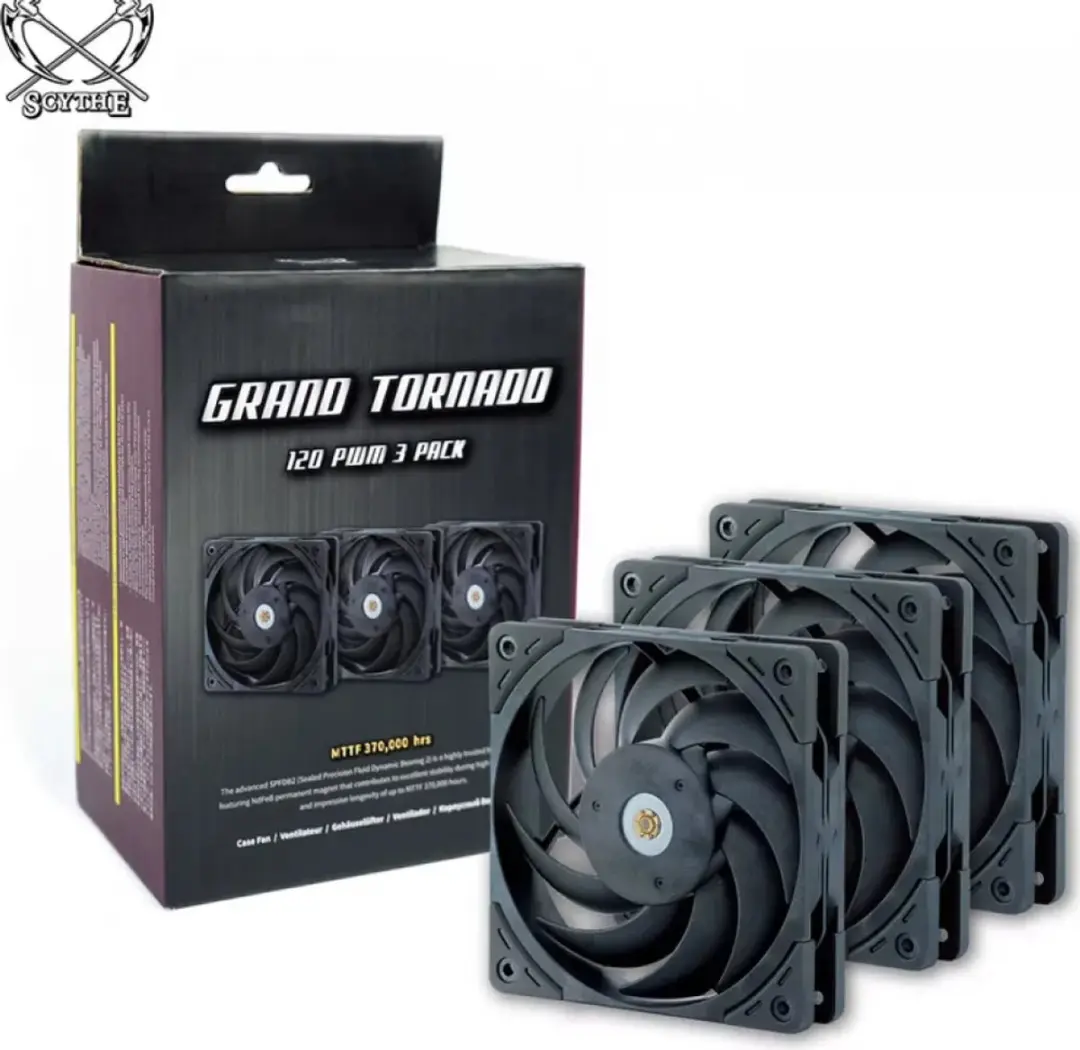 Scythe Grand Tornado 120 GT1225FD30X3-P Ventilator - 3 Stuks - Zwart