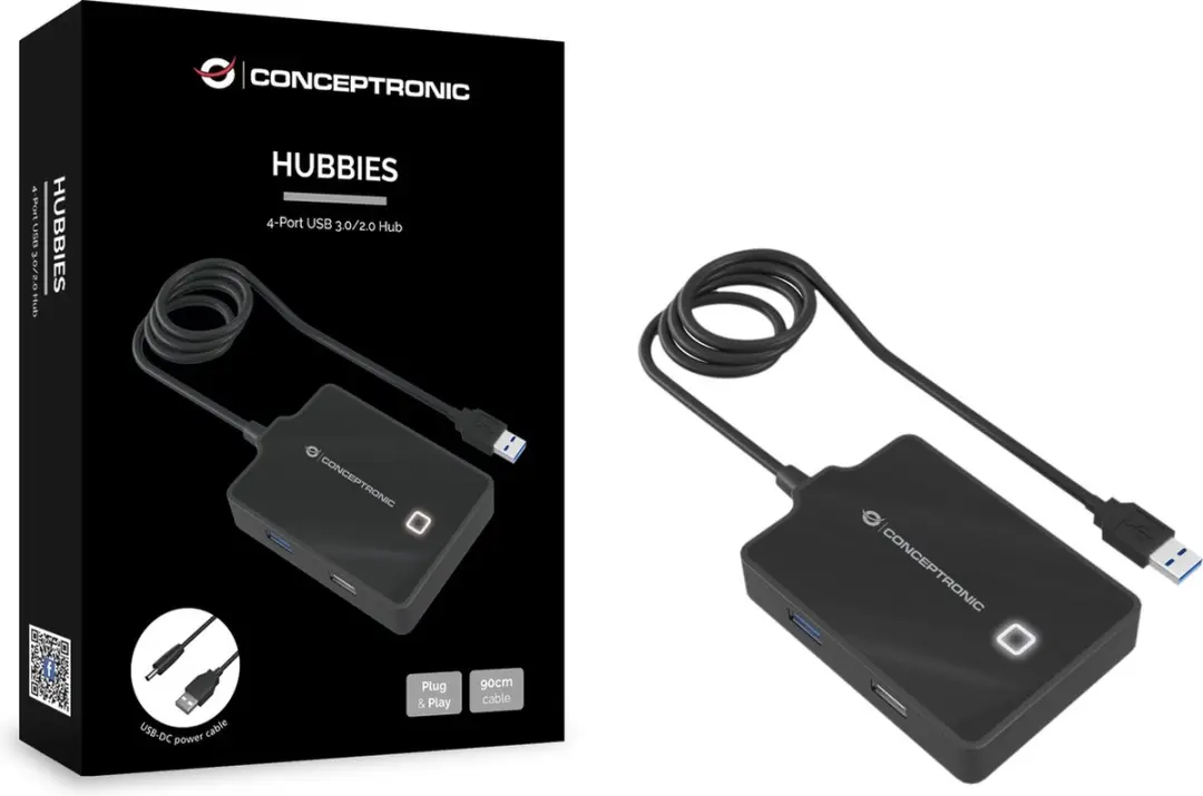 Conceptronic HUBBIES10B USB Hub - 4 Poorten Zwart